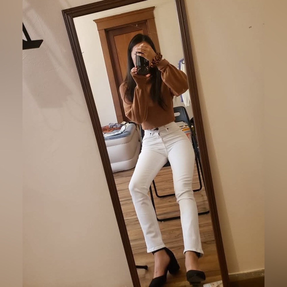 Rag & Bone High-Waisted Straight Cut White Jeans